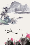  手绘古风插画背景图片