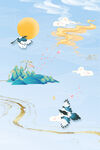 国潮传统文化海报插画背景