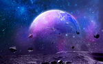 深蓝紫色宇宙太空流星空陨石