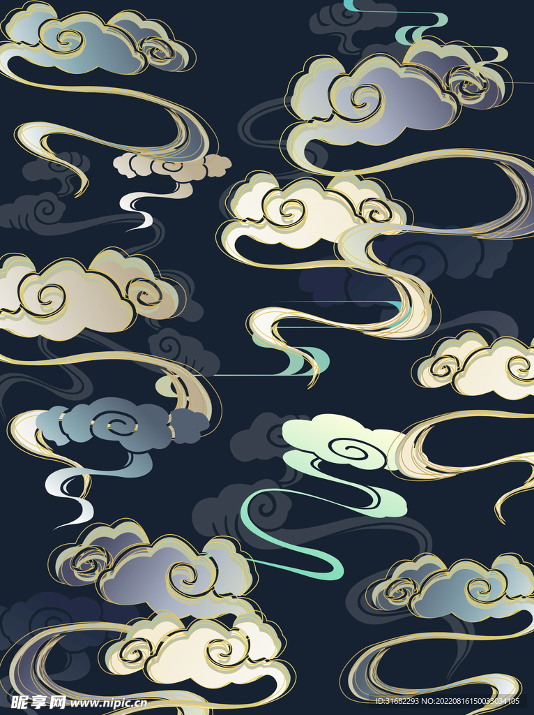 烫金 祥云 背景