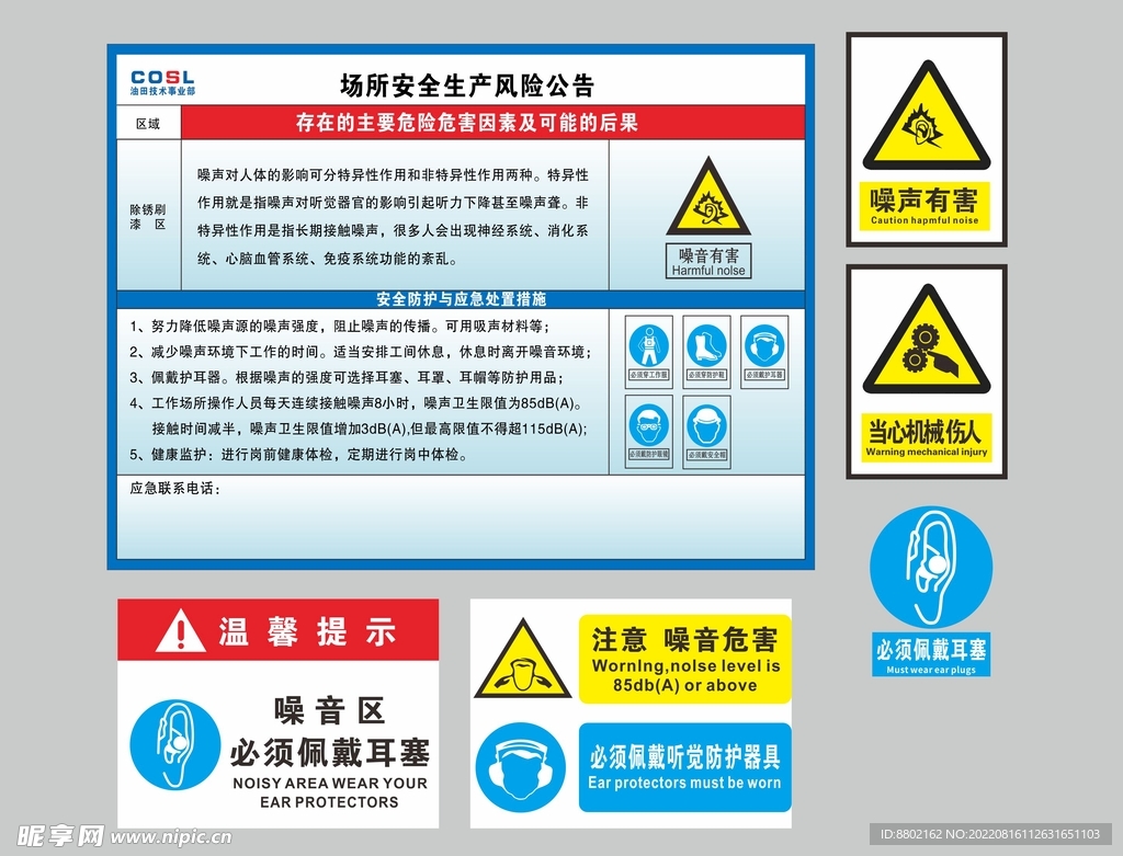 安全生产风险公告栏  噪音有害