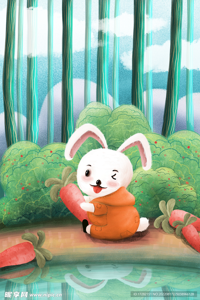 森系  插画  手绘  psd
