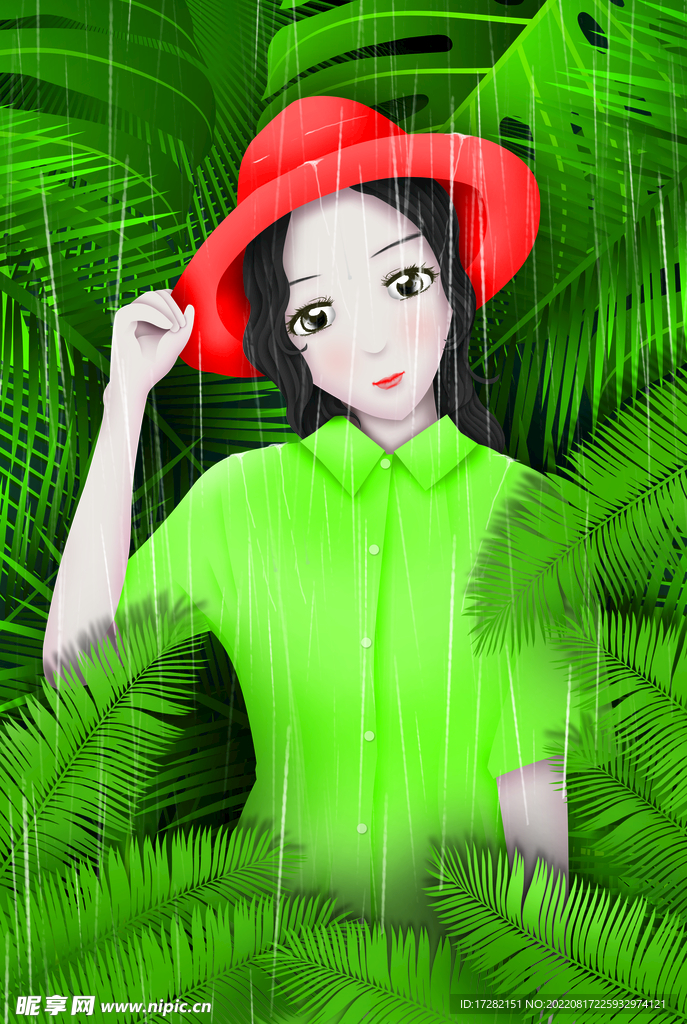 森系  插画  手绘  psd