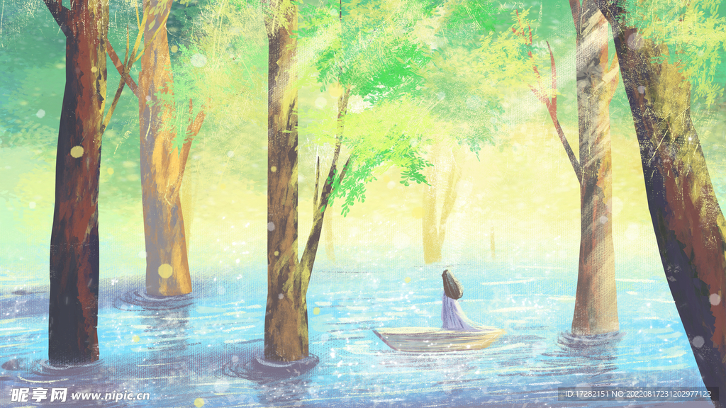 森系  插画  手绘  psd
