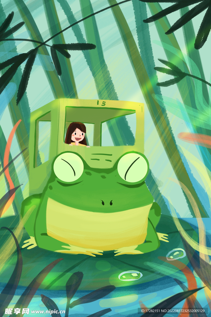 森系  插画  手绘  psd