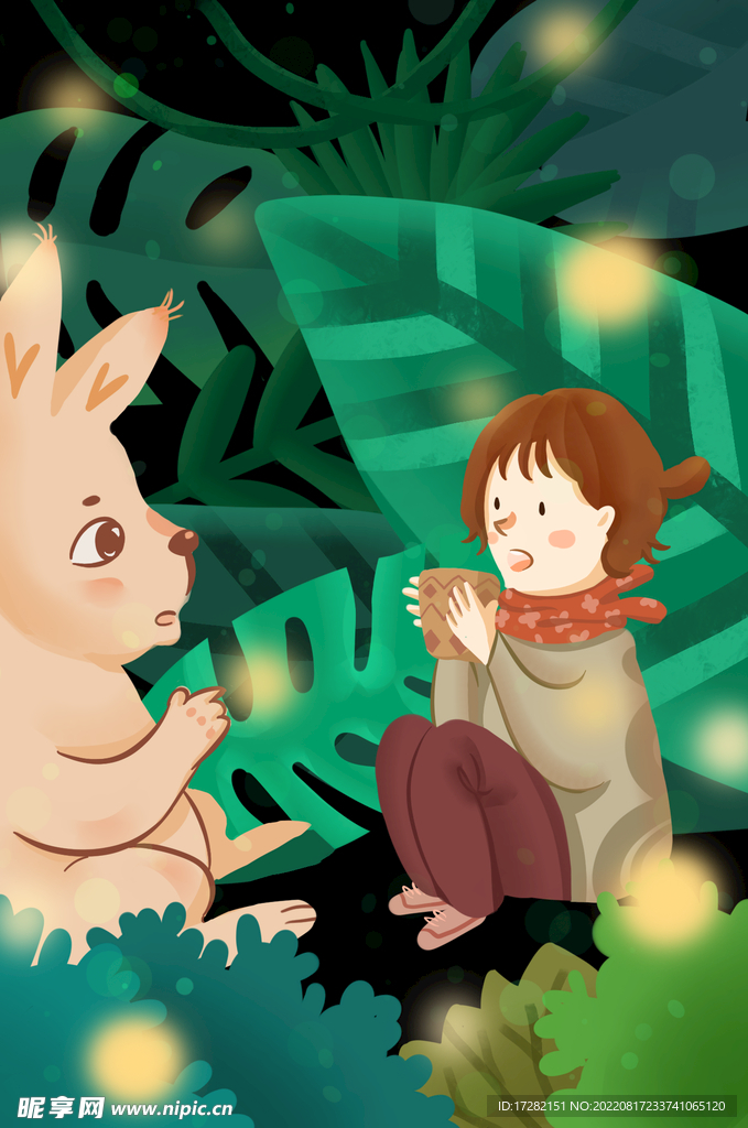 森系  插画  手绘  psd