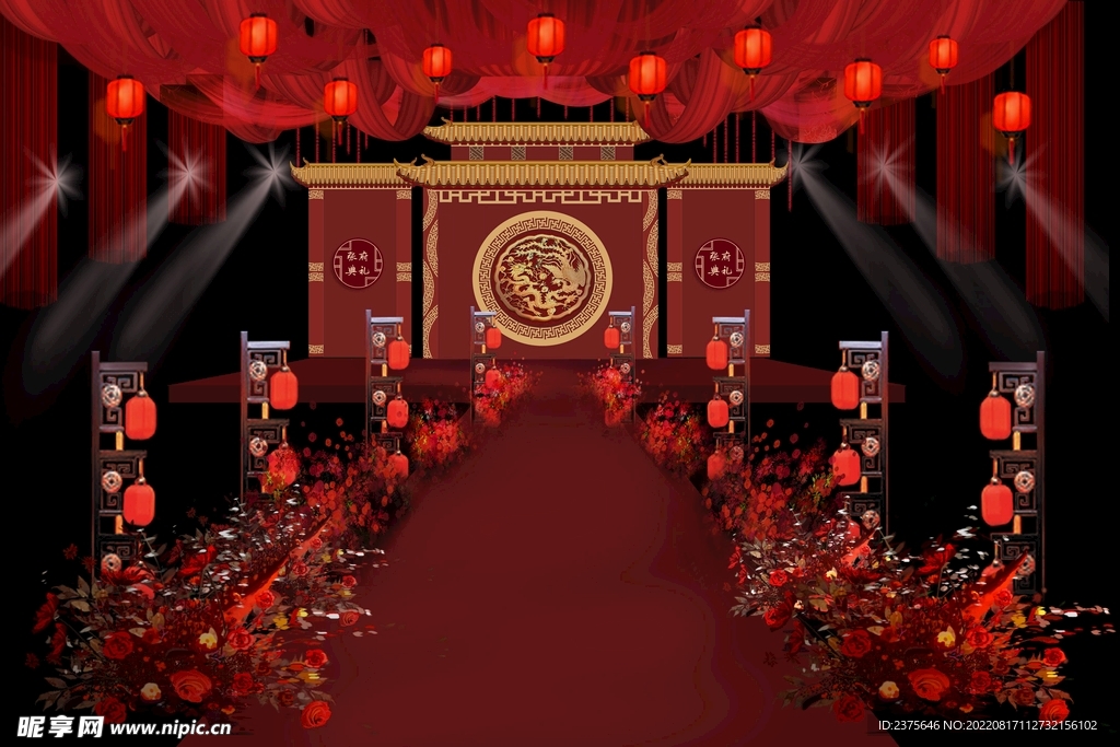 红色中式婚礼效果图图片