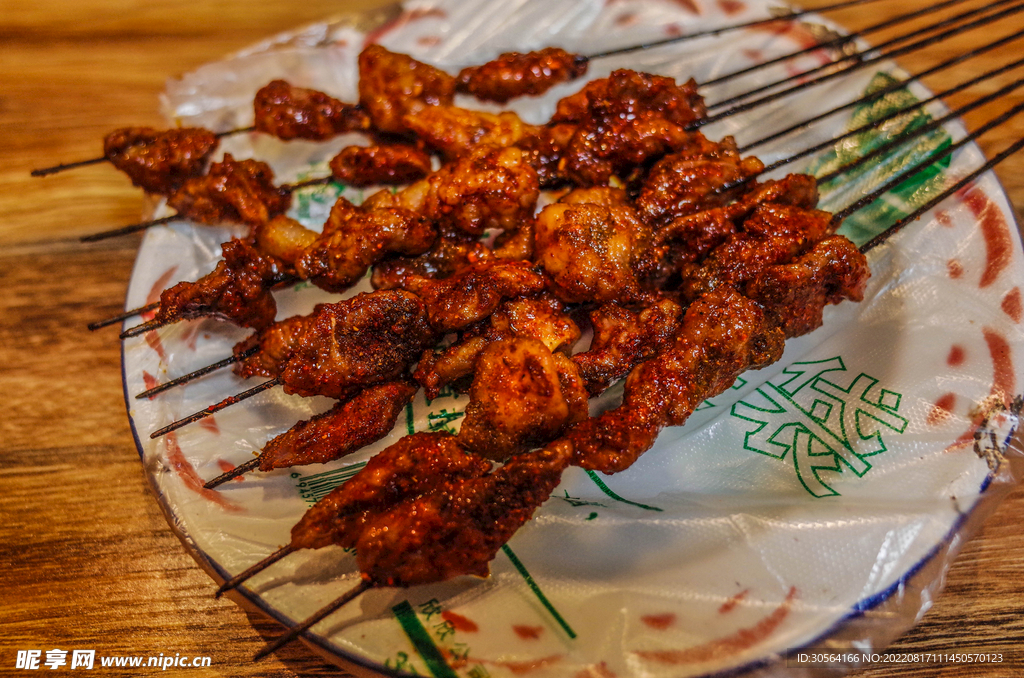 竹签烤肉美食