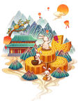 中秋节中国风兔子月饼
