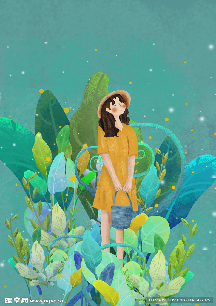 森系  插画  手绘  psd