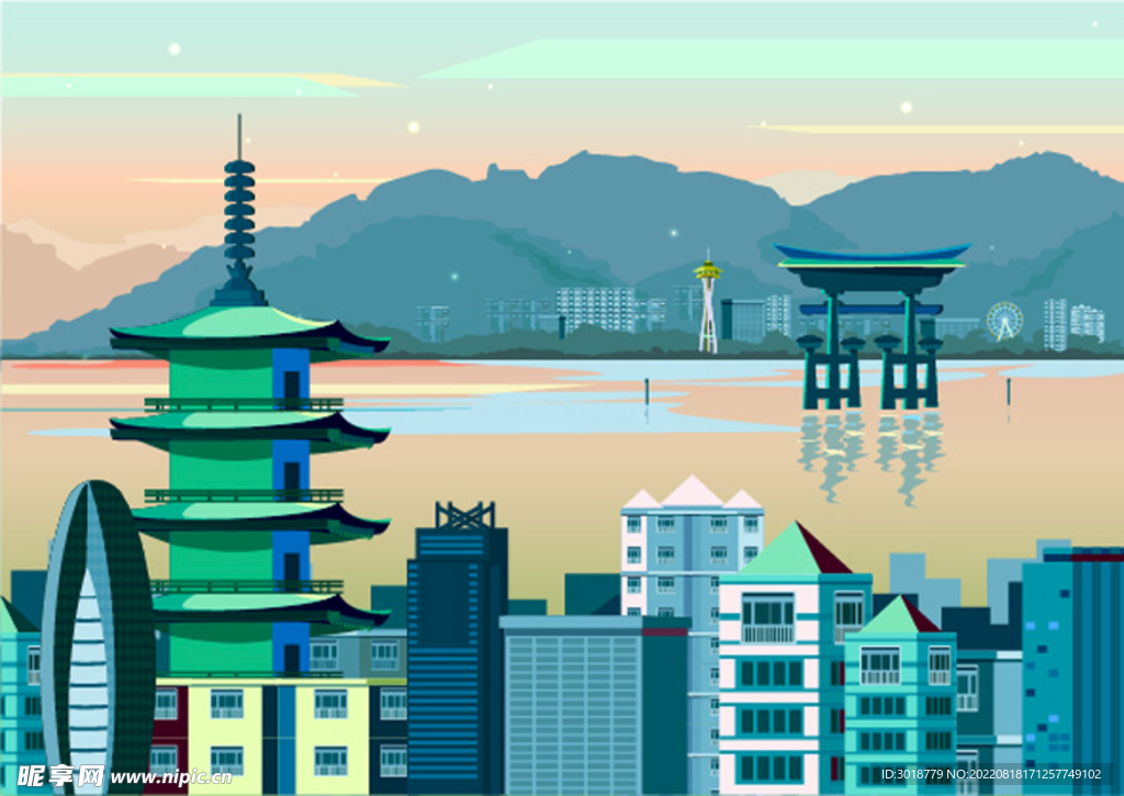 城市插画 