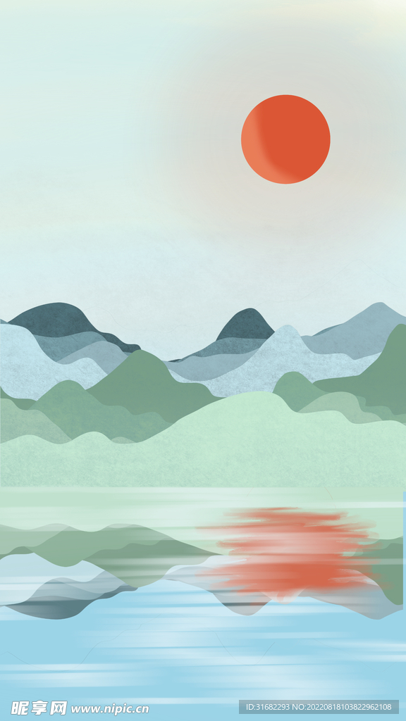 手绘背景山水画