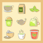 ai矢量清新茶元素