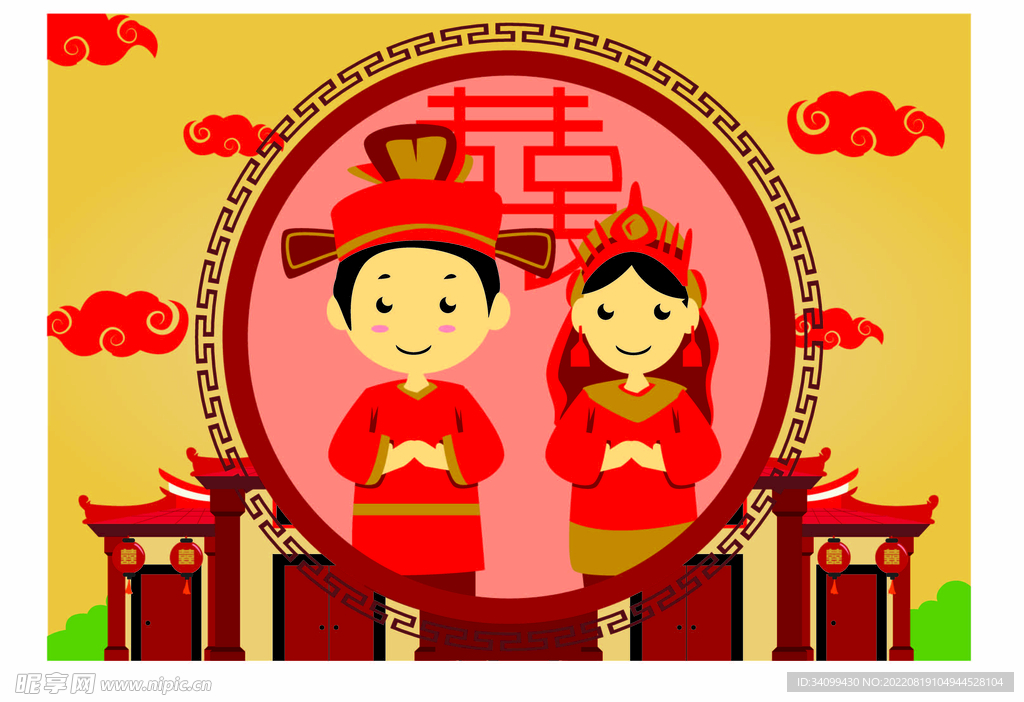 ai矢量古风婚礼背景