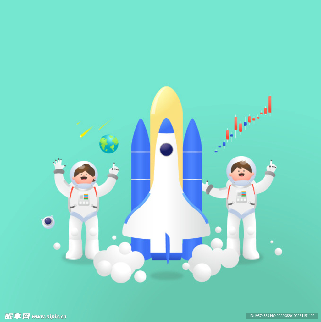 航天宇宙星空太空宇航员插画