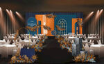 蓝橙色撞色婚礼主舞台效果图