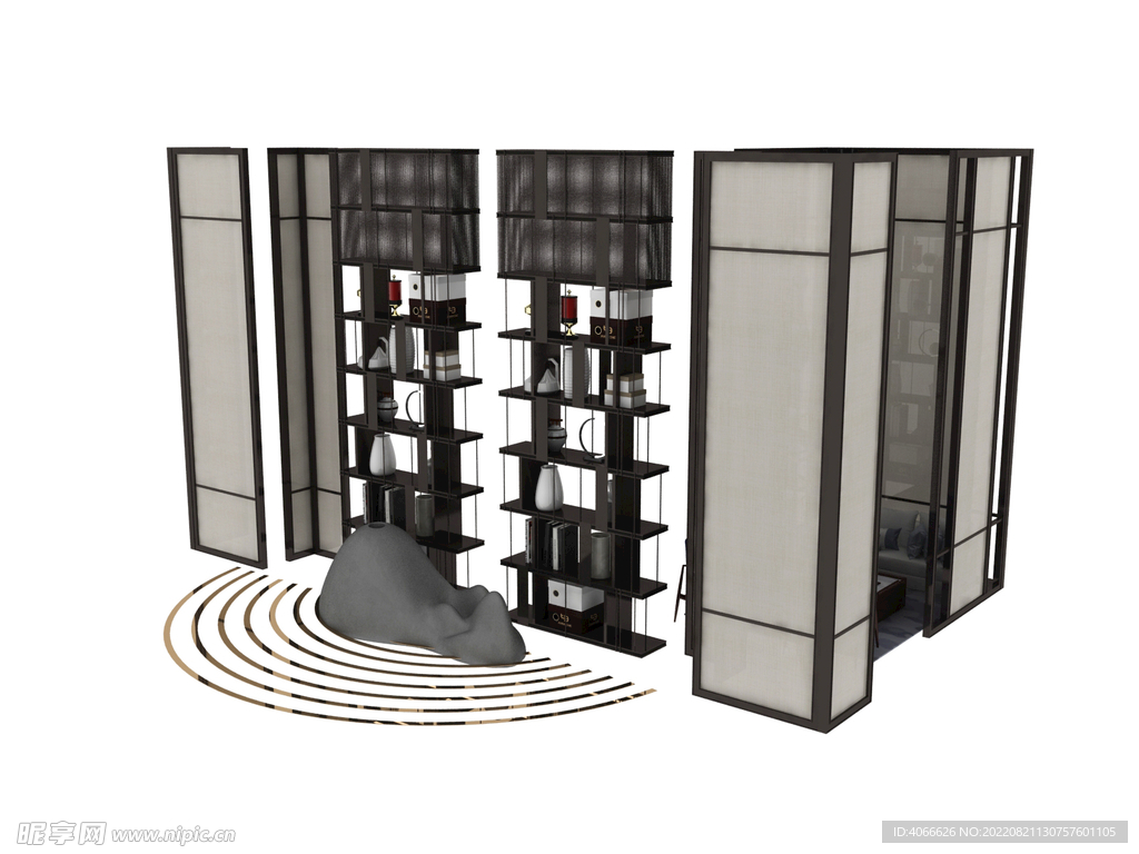 书架会客间3d模型