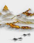 金箔山脉山水艺术挂画装饰画