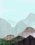 水墨山脉简约挂画装饰画