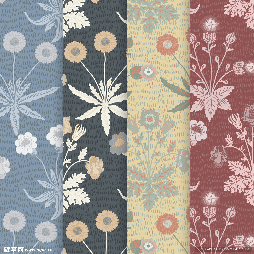 清新蒲公英无缝墙纸矢量图