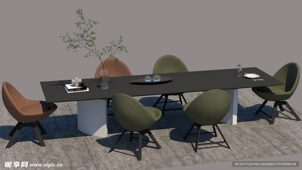 现代家具餐桌模型