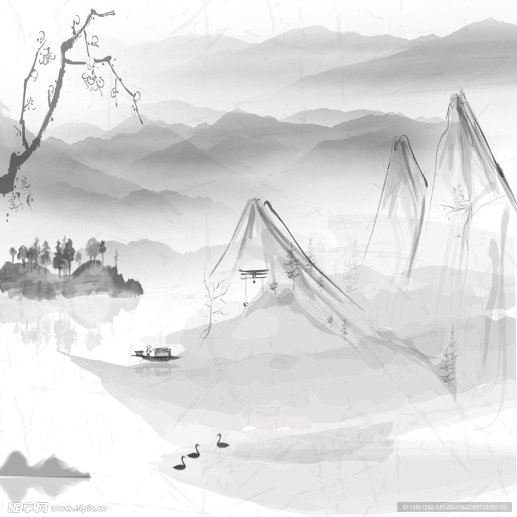 水墨山水画          