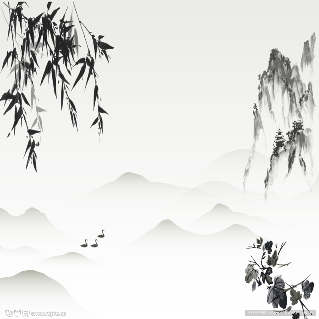 水墨山水画          