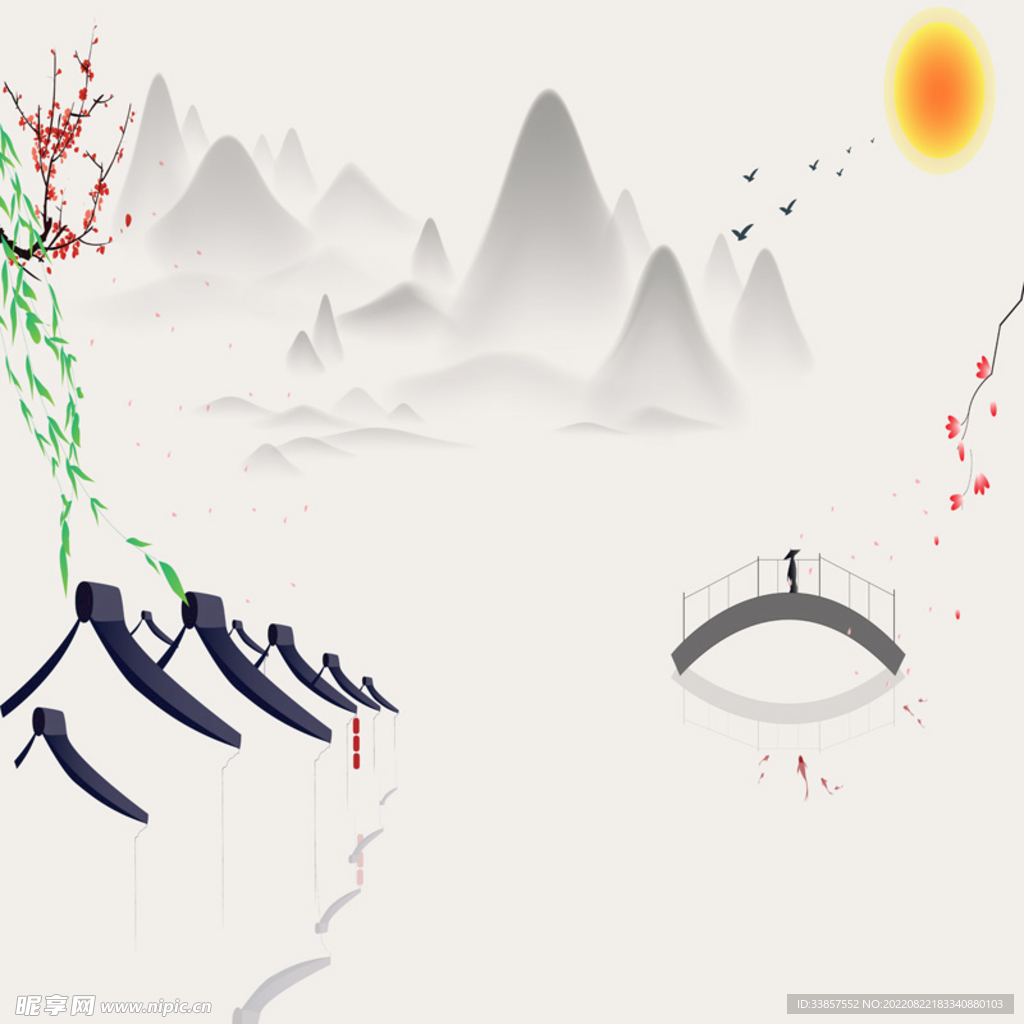 水墨山水画          