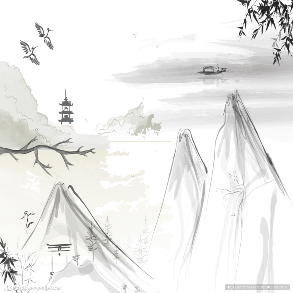 水墨山水画          