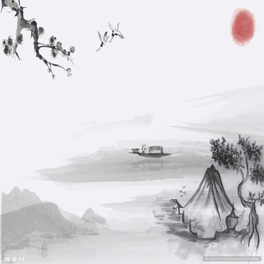 水墨山水画          