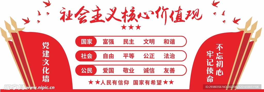 党建核心价值观文化墙