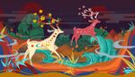 敦煌飞天九色鹿插画国潮
