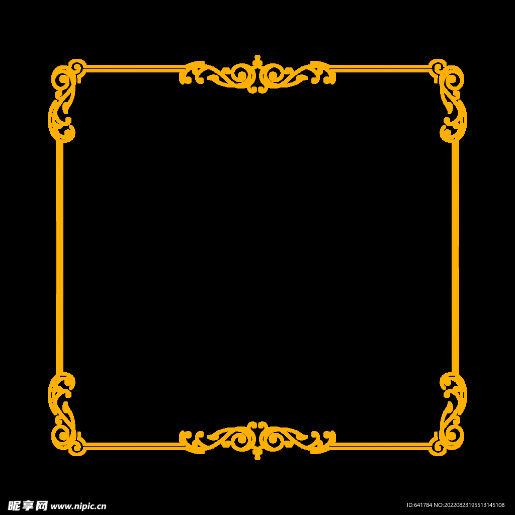 一个黄色欧式花纹方形边框