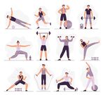 锻炼健身扁平化人物插画