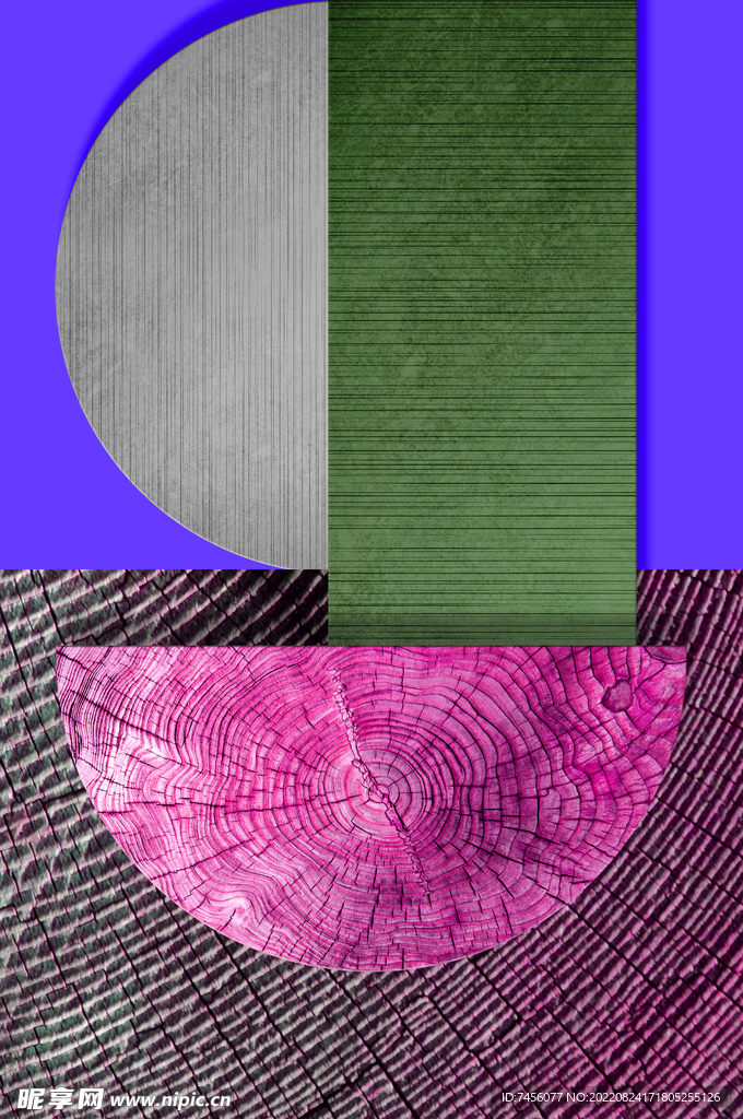 紫色半圆方块艺术挂画装饰画