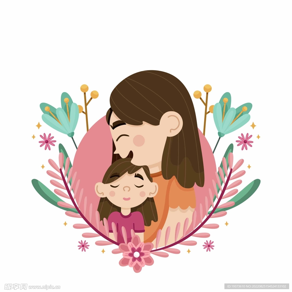 卡通母女倆,親子裝PSD圖案素材免費下載，可愛卡通圖片，尺寸1200 × 1200px - Lovepik