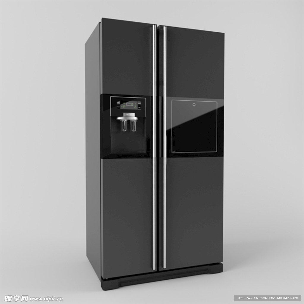 C4D模型双开门电冰箱