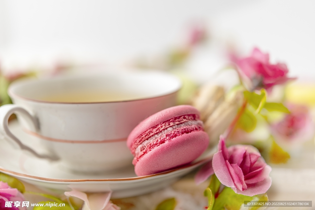 粉色马卡龙 茶 