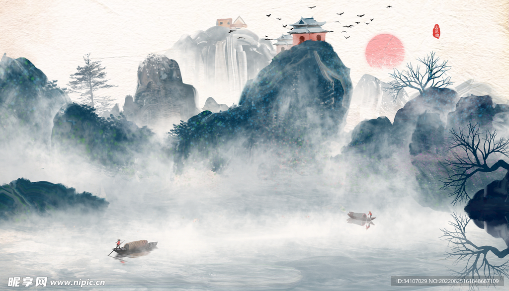 中国风水墨山水画