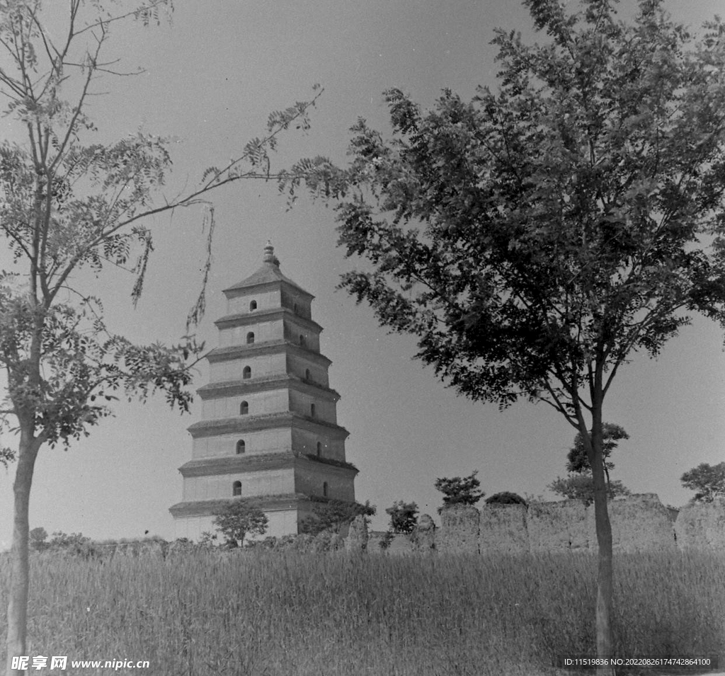 陕西老照片西安大雁塔1947年