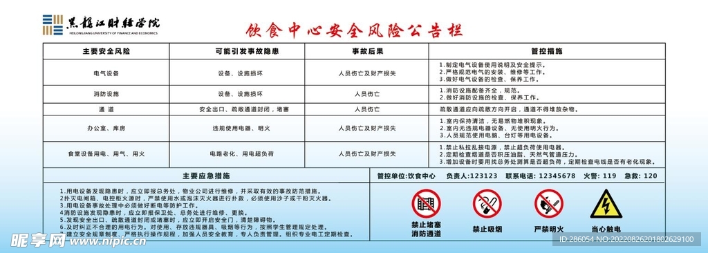 饮食中心安全风险公告