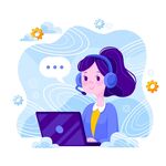 卡通在线网络客服人物插画