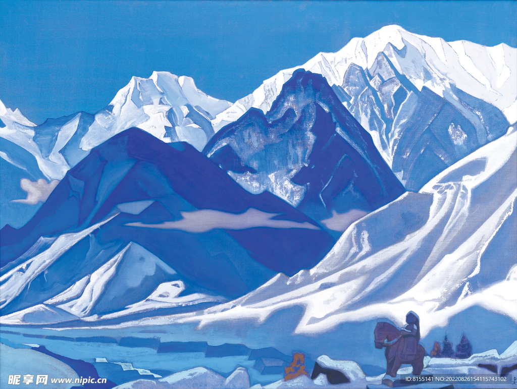 油画雪山