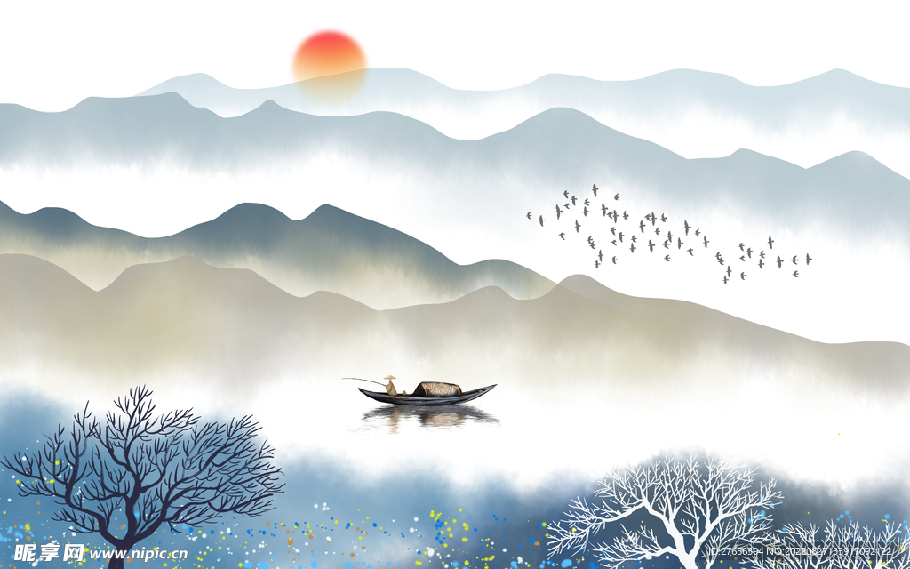 水墨山水画 