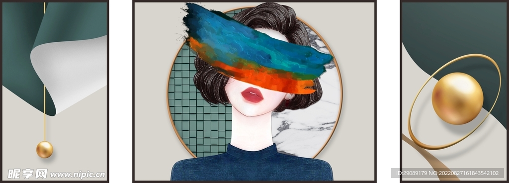 三联装饰画展厅挂画