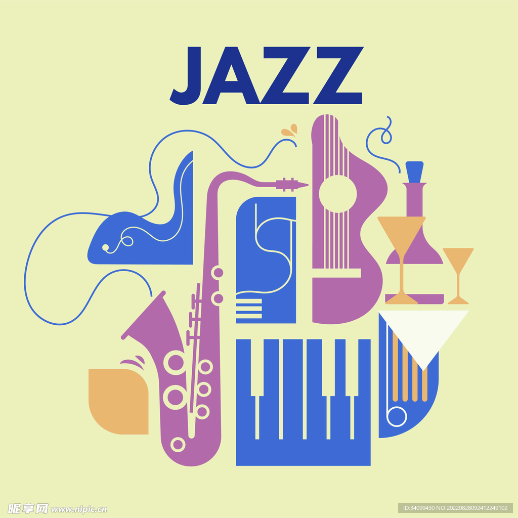 爵士音乐节现场演奏萨克斯风的海报插画图片素材_ID:167361942-Veer图库