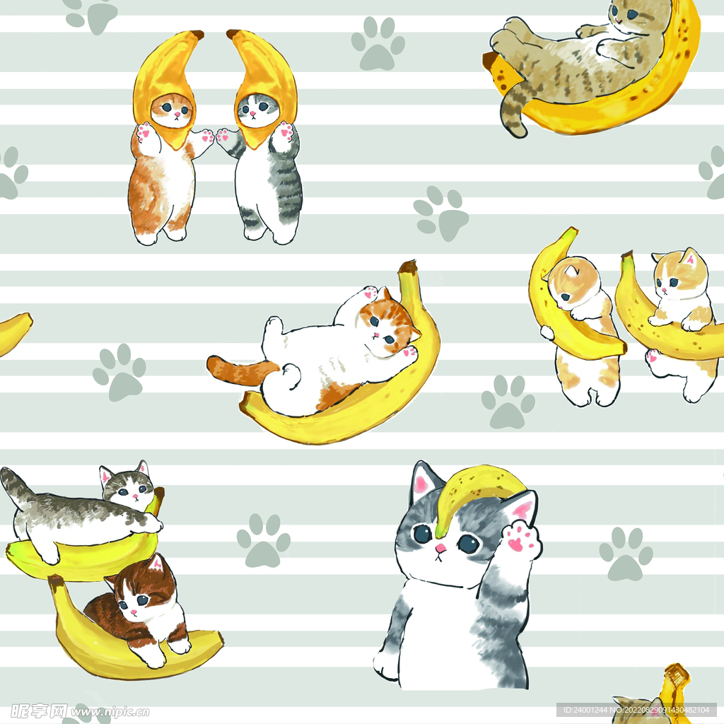 香蕉猫咪印花