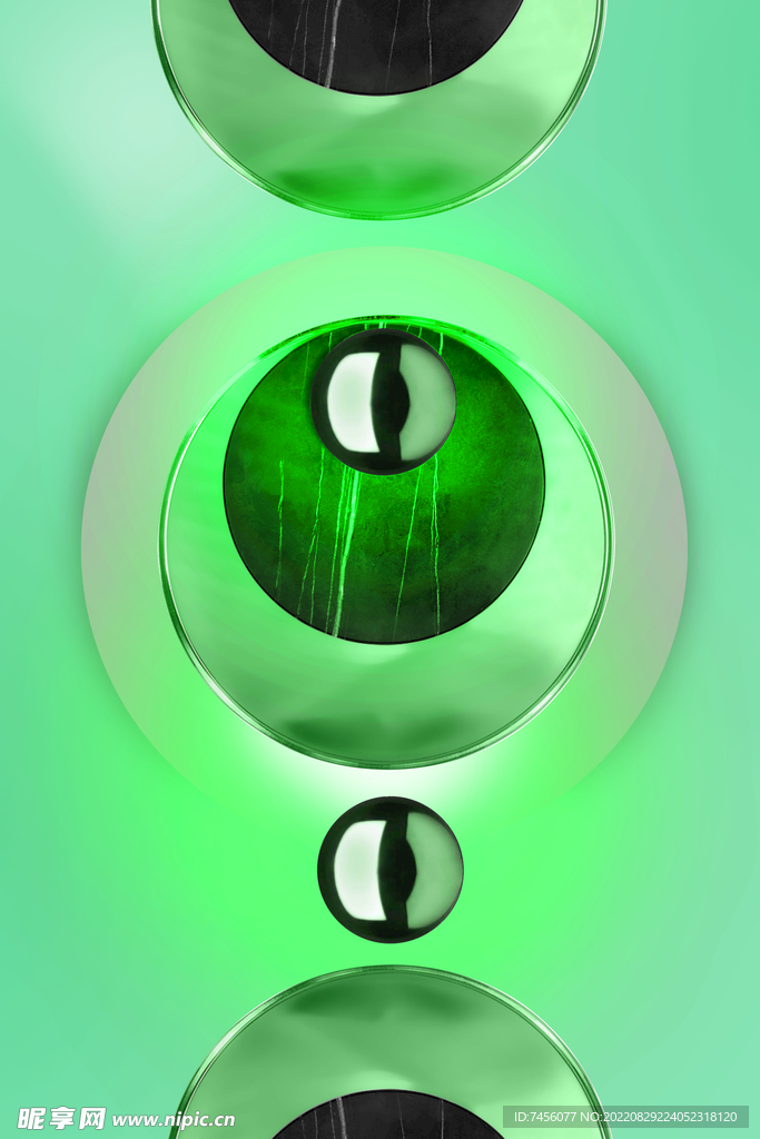 时尚圆圆环绿色挂画装饰画