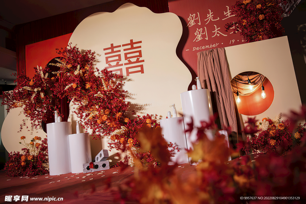 红色侘季风新中式婚礼设计