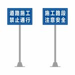 道路施工 禁止通行 标识牌